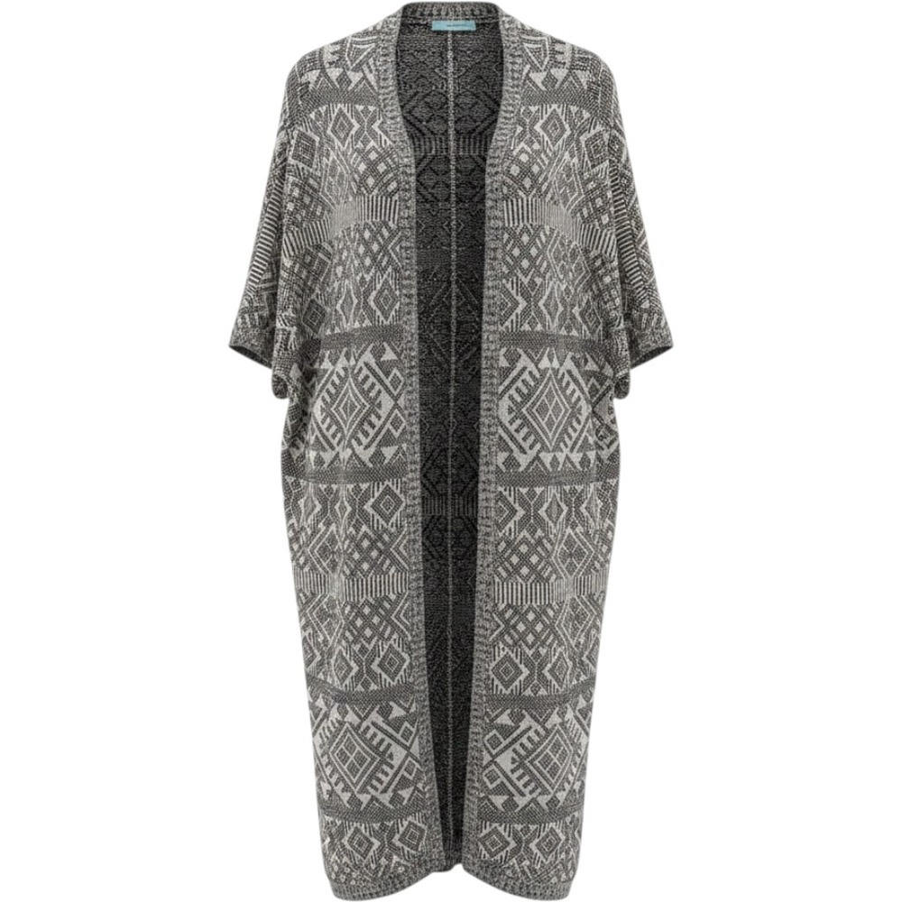 Maurices Cardigan Sweater Medium Gray‎ Geometric Tribal Open Front Longline Boho